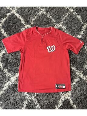 Washington Nationals Jersey Under Armour Men’s Large Red Short Sleeve Button Up